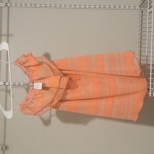 Body central dress, small, coral with cream/tan stripes